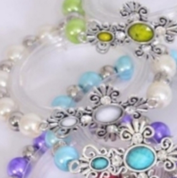 Cross Bracelet Dk PINK RED Silver cross with Dk PINK RED color Beads and … - Picture 6 of 9